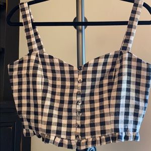 Reformation Linen check crop top